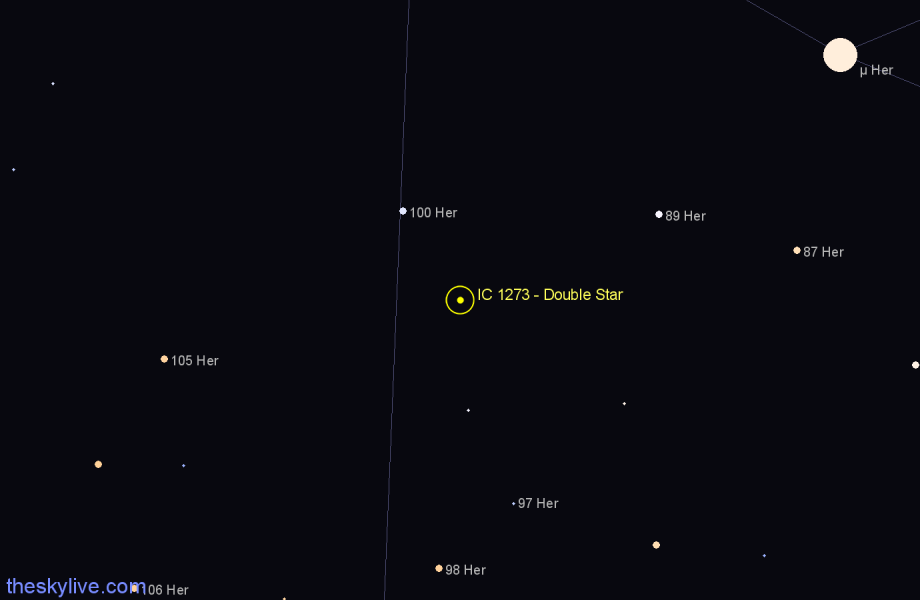 Finder chart IC 1273 - Double Star in Hercules star