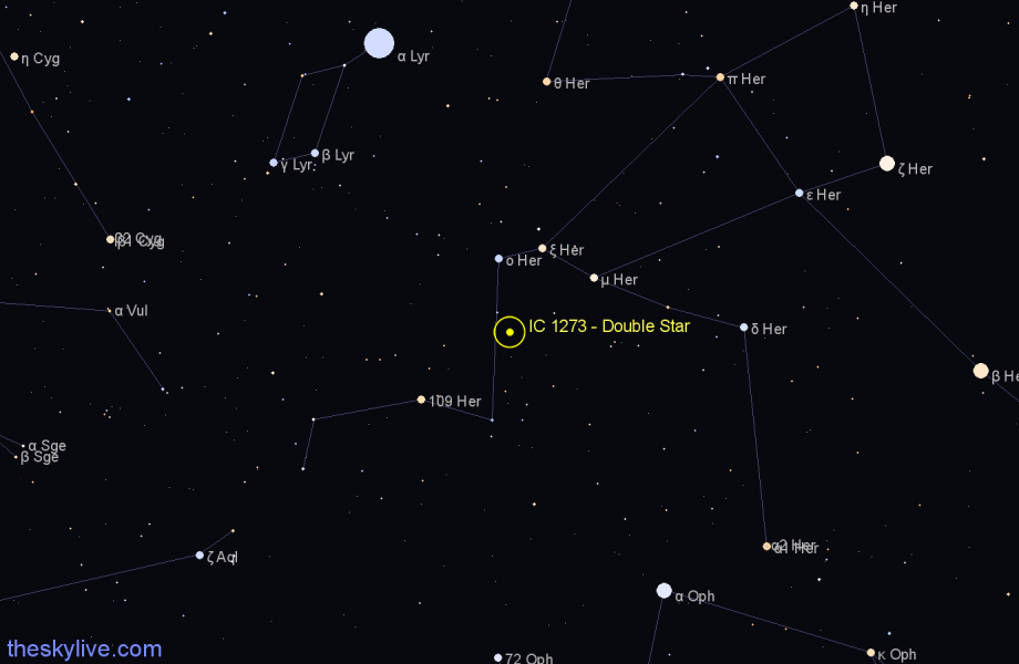 Finder chart IC 1273 - Double Star in Hercules star