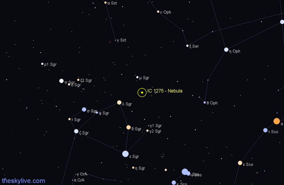 IC 1275 - Nebula in Sagittarius | TheSkyLive.com