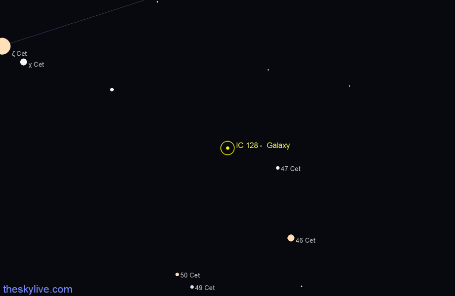 Finder chart IC 128 - Galaxy in Cetus star