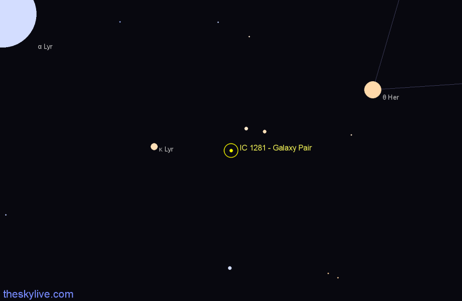 Finder chart IC 1281 - Galaxy Pair in Hercules star