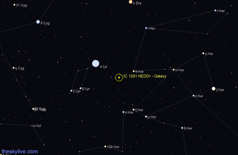 Finder chart IC 1281 NED01 - Galaxy in Hercules star