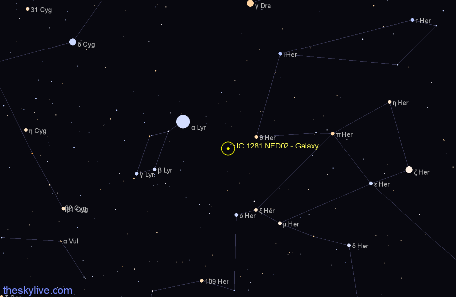 Finder chart IC 1281 NED02 - Galaxy in Hercules star