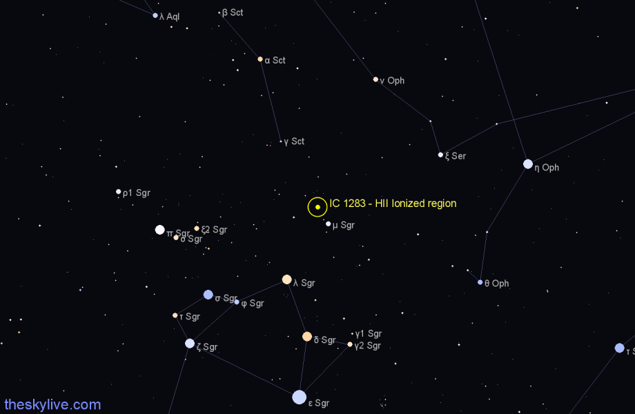 Finder chart IC 1283 - HII Ionized region in Sagittarius star