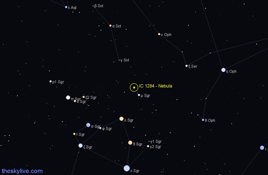 Finder chart IC 1284 - Nebula in Sagittarius star