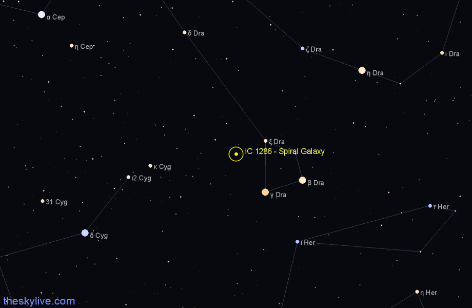 Finder chart IC 1286 - Spiral Galaxy in Draco star