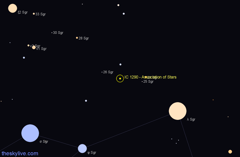 Finder chart IC 1290 - Association of Stars in Sagittarius star