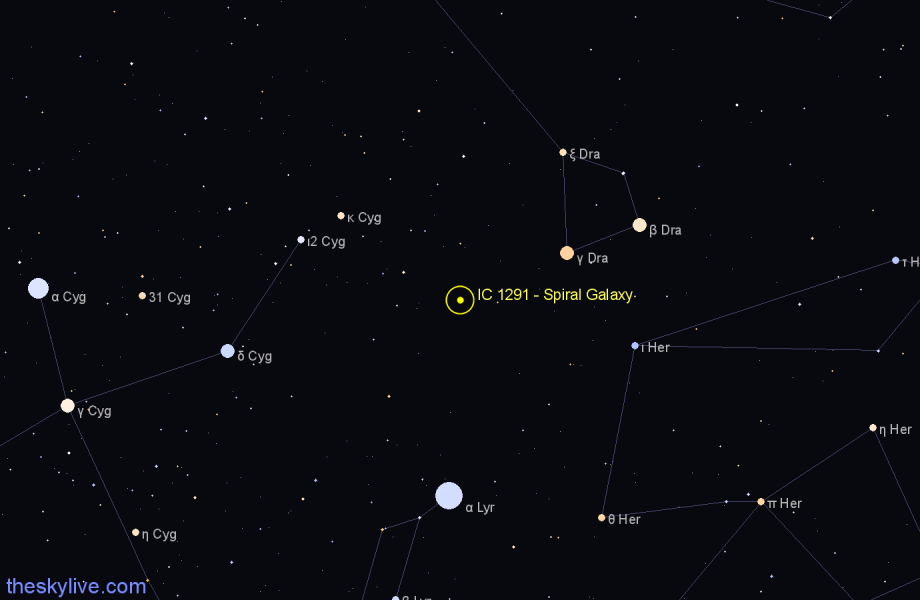 Finder chart IC 1291 - Spiral Galaxy in Draco star