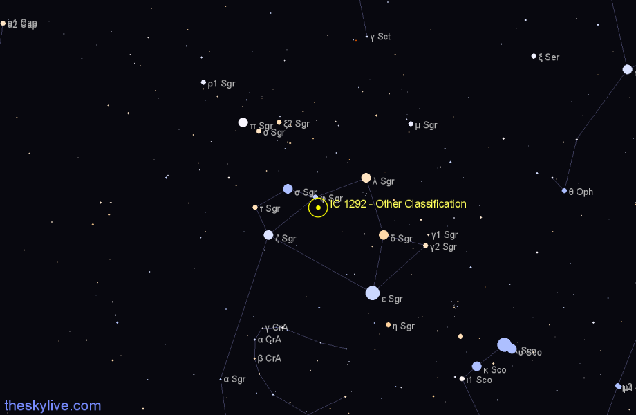 Finder chart IC 1292 - Other Classification in Sagittarius star