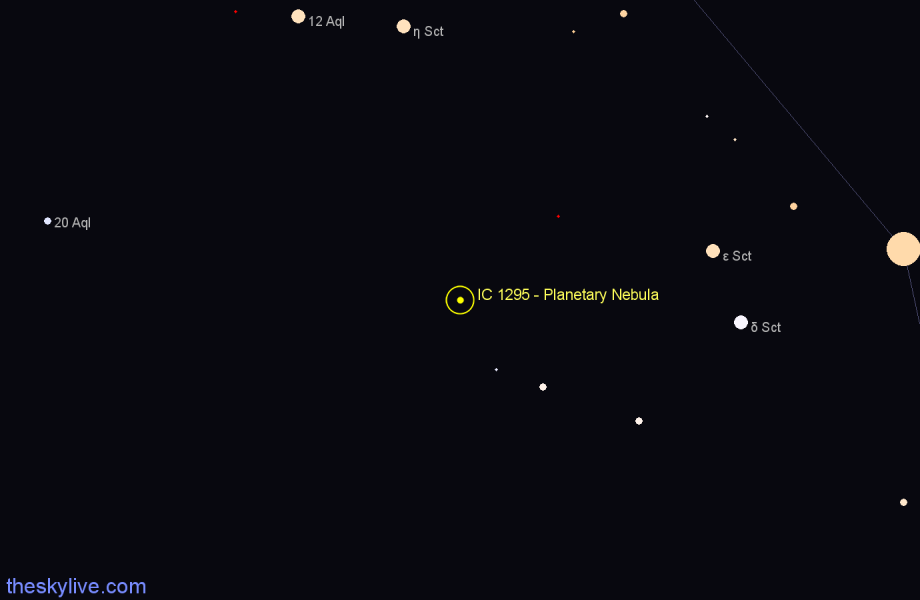 Finder chart IC 1295 - Planetary Nebula in Scutum star