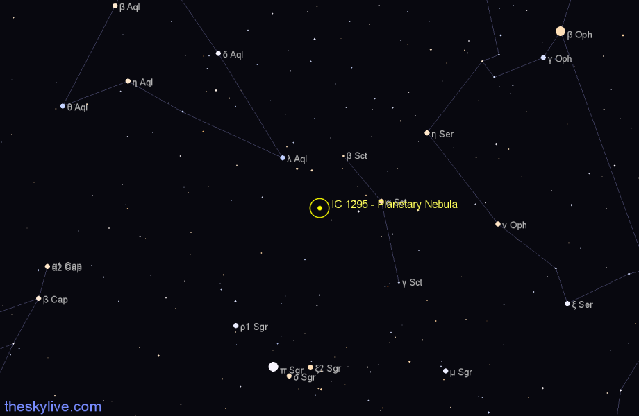 Finder chart IC 1295 - Planetary Nebula in Scutum star