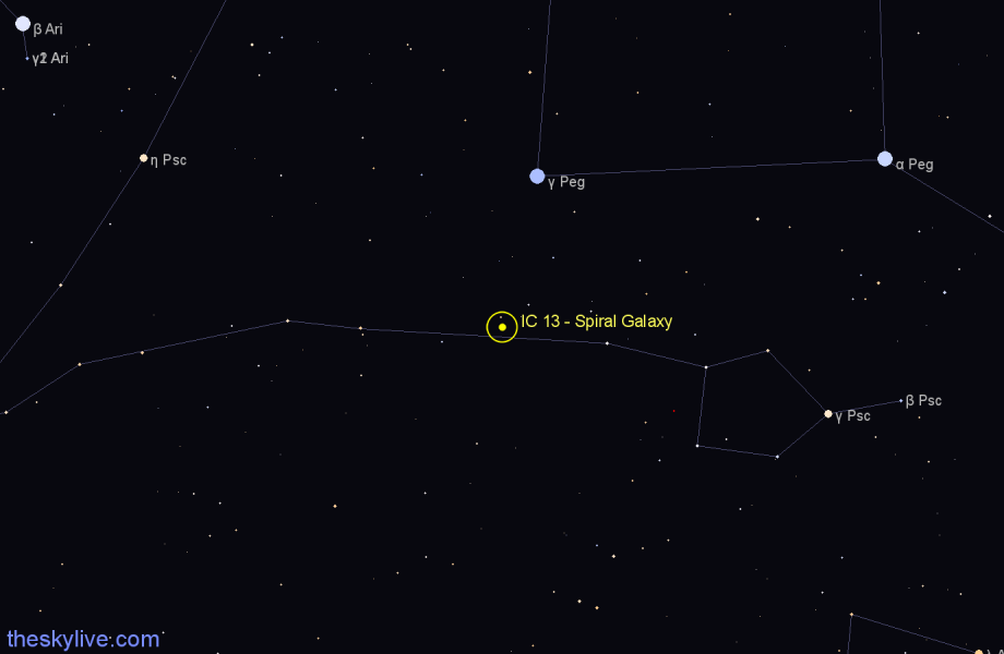 Finder chart IC 13 - Spiral Galaxy in Pisces star