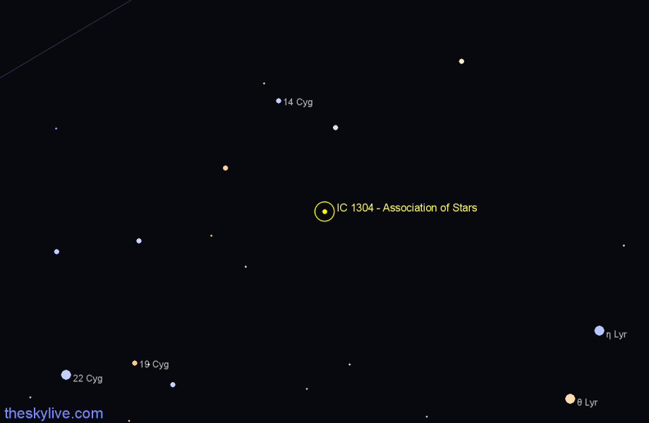 Finder chart IC 1304 - Association of Stars in Cygnus star