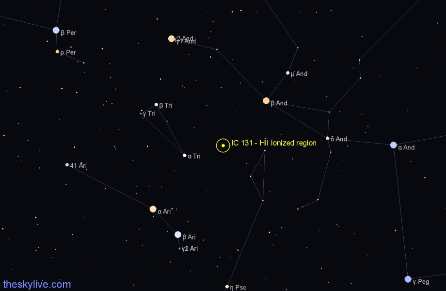 Finder chart IC 131 - HII Ionized region in Triangulum star