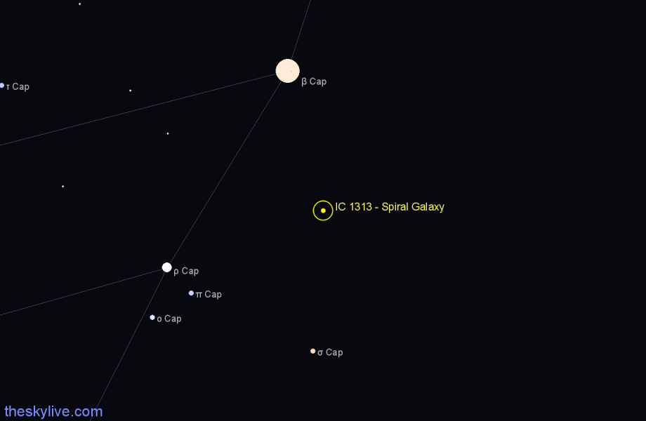 Finder chart IC 1313 - Spiral Galaxy in Capricornus star