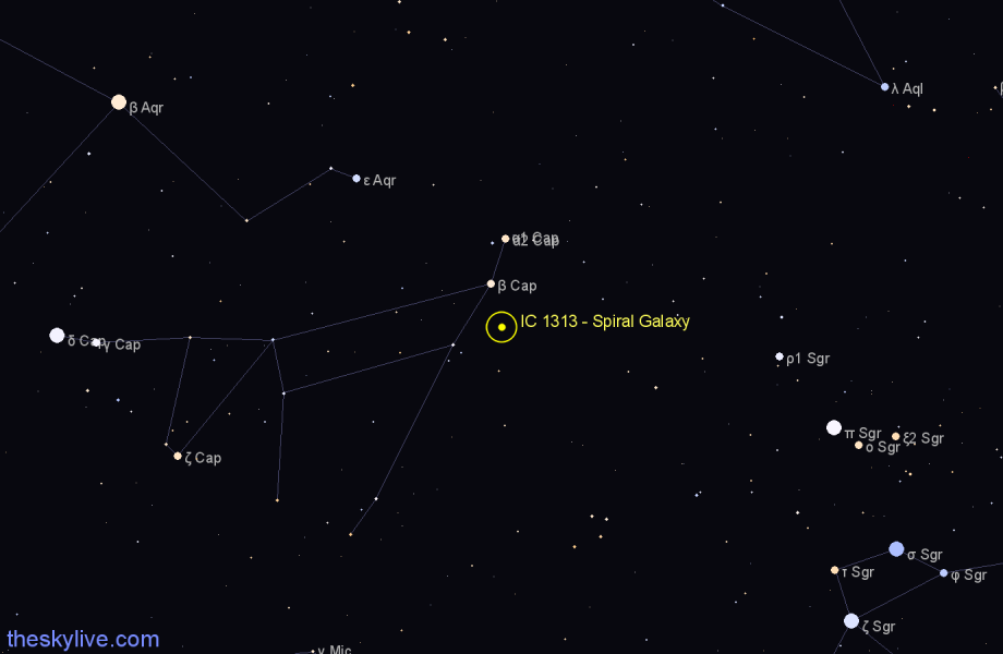 Finder chart IC 1313 - Spiral Galaxy in Capricornus star