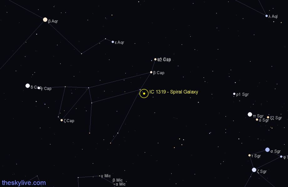 Finder chart IC 1319 - Spiral Galaxy in Capricornus star