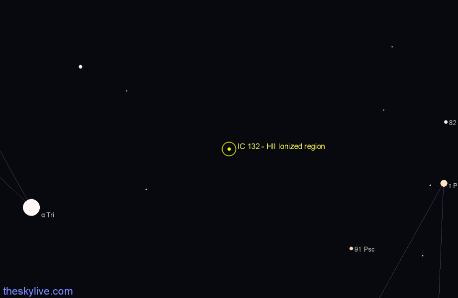 Finder chart IC 132 - HII Ionized region in Triangulum star
