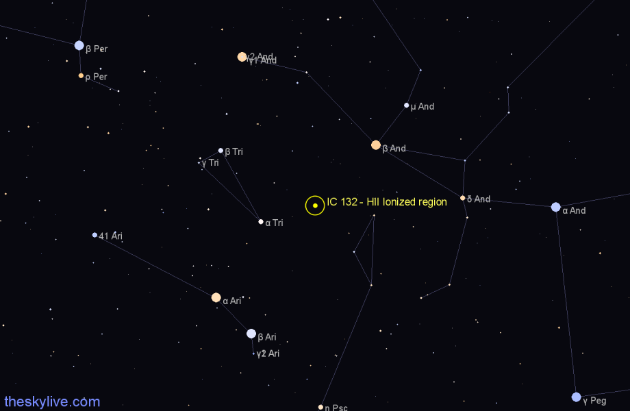 Finder chart IC 132 - HII Ionized region in Triangulum star