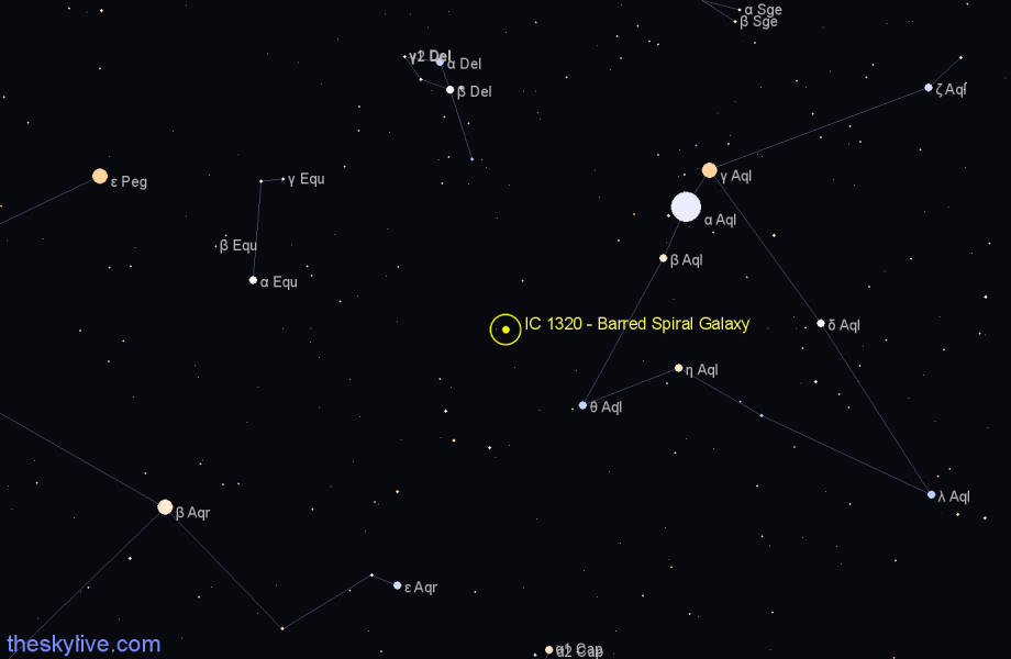 Finder chart IC 1320 - Barred Spiral Galaxy in Delphinus star