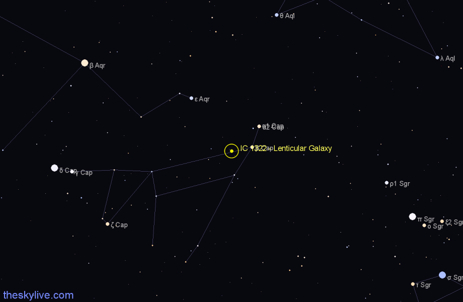 Finder chart IC 1322 - Lenticular Galaxy in Capricornus star