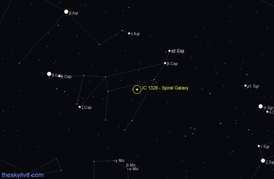 Finder chart IC 1328 - Spiral Galaxy in Capricornus star