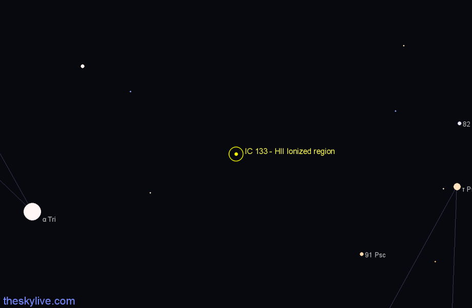 Finder chart IC 133 - HII Ionized region in Triangulum star