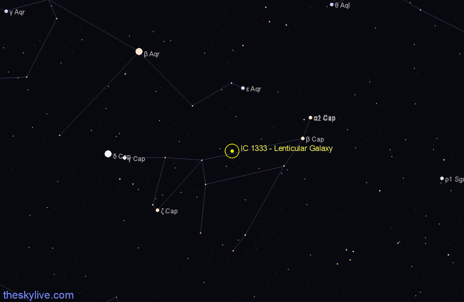 Finder chart IC 1333 - Lenticular Galaxy in Capricornus star