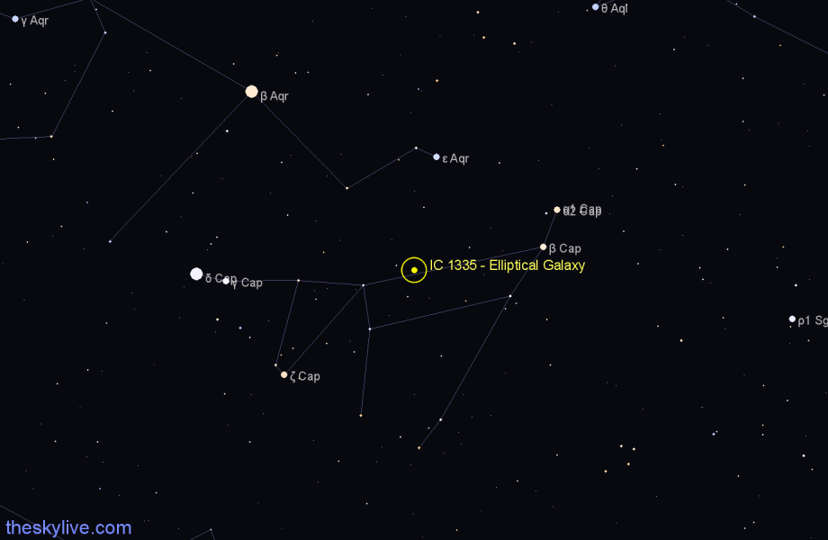 Finder chart IC 1335 - Elliptical Galaxy in Capricornus star