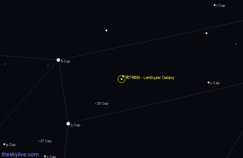 Finder chart IC 1336 - Lenticular Galaxy in Capricornus star
