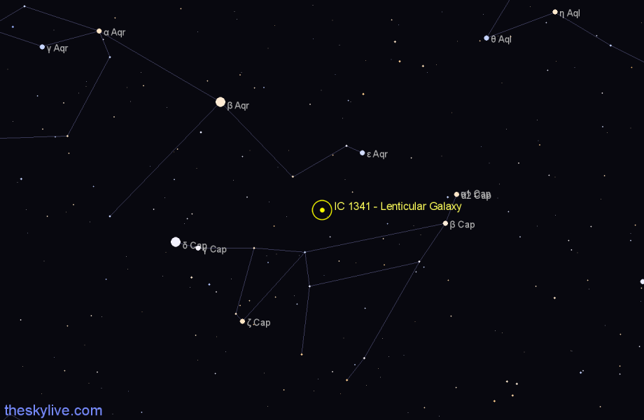 Finder chart IC 1341 - Lenticular Galaxy in Aquarius star