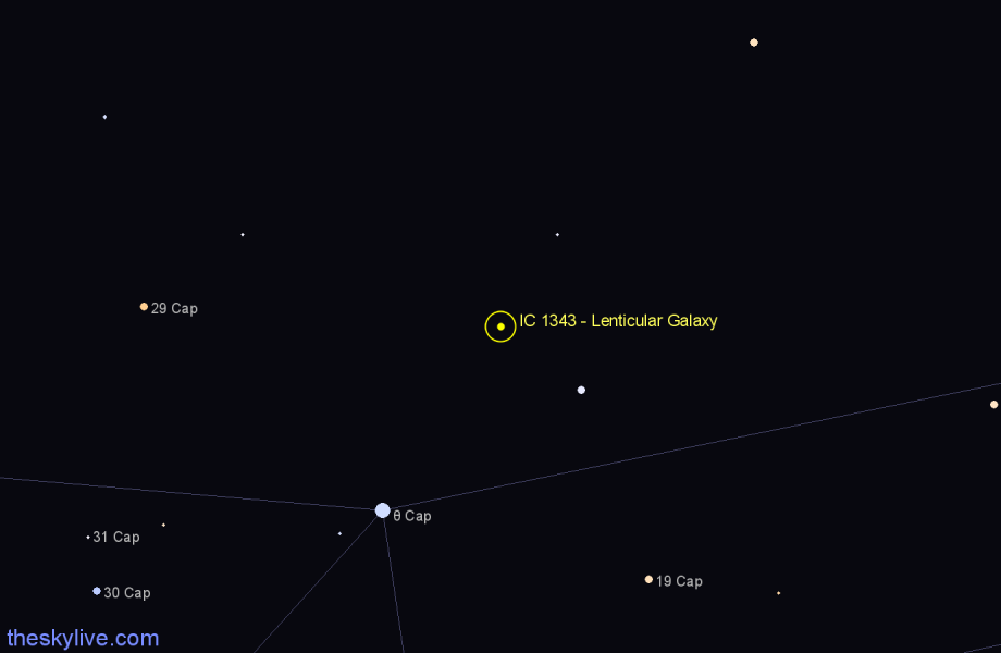 Finder chart IC 1343 - Lenticular Galaxy in Capricornus star