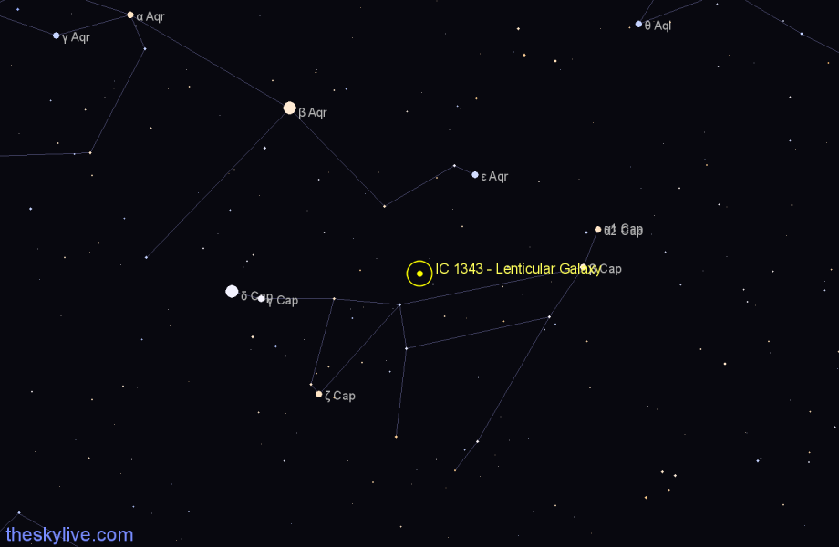 Finder chart IC 1343 - Lenticular Galaxy in Capricornus star