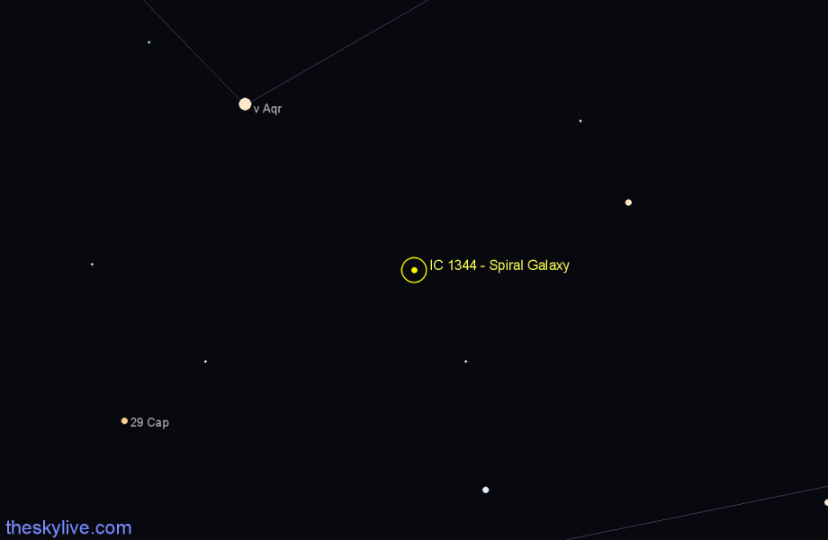 Finder chart IC 1344 - Spiral Galaxy in Aquarius star