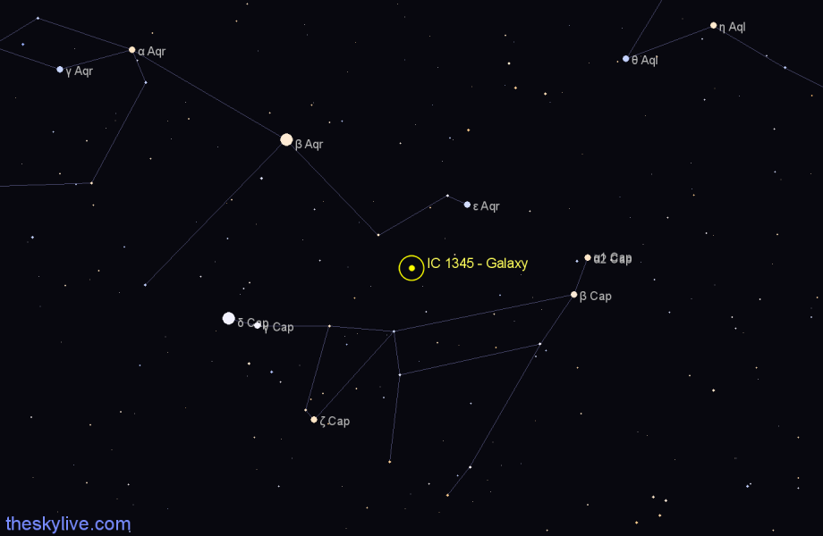 Finder chart IC 1345 - Galaxy in Aquarius star