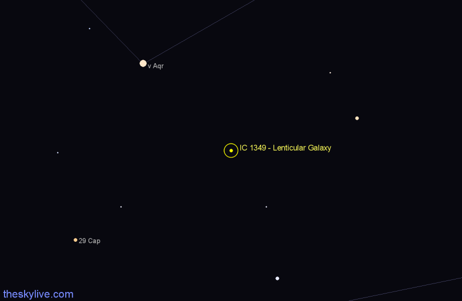 Finder chart IC 1349 - Lenticular Galaxy in Aquarius star