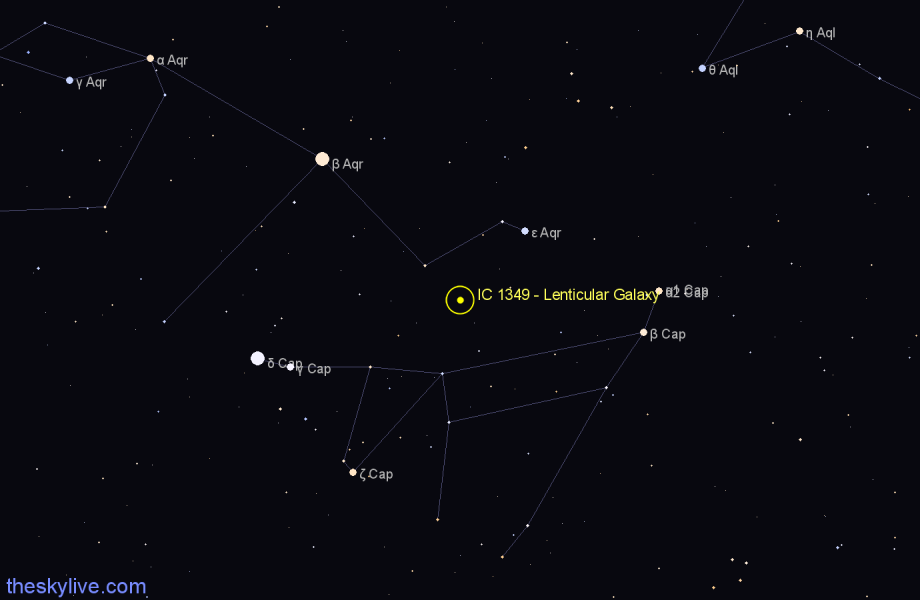 Finder chart IC 1349 - Lenticular Galaxy in Aquarius star
