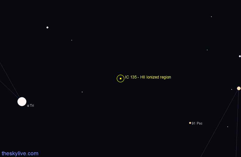 Finder chart IC 135 - HII Ionized region in Triangulum star