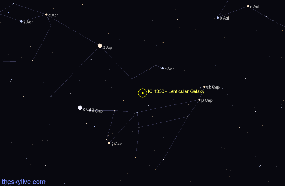 Finder chart IC 1350 - Lenticular Galaxy in Aquarius star