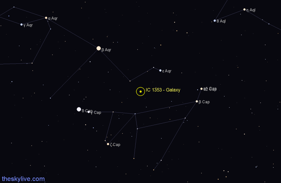 Finder chart IC 1353 - Galaxy in Aquarius star