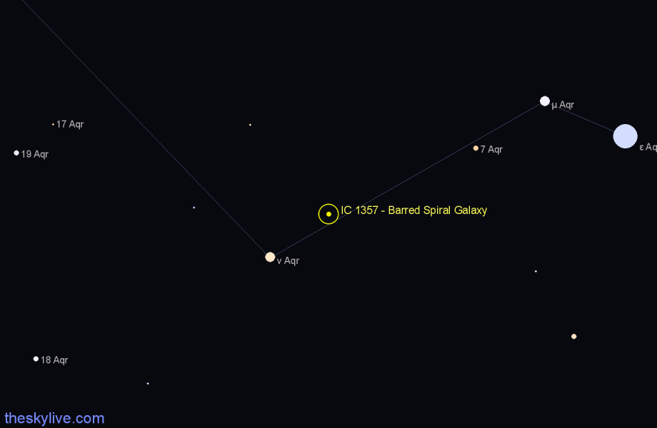 Finder chart IC 1357 - Barred Spiral Galaxy in Aquarius star