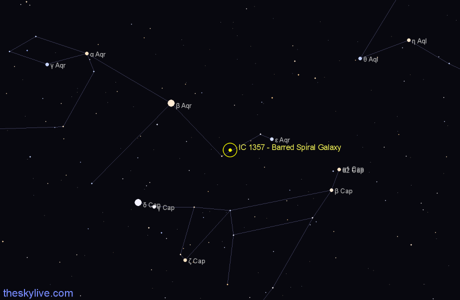 Finder chart IC 1357 - Barred Spiral Galaxy in Aquarius star