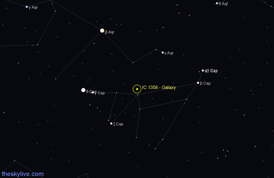 Finder chart IC 1358 - Galaxy in Capricornus star