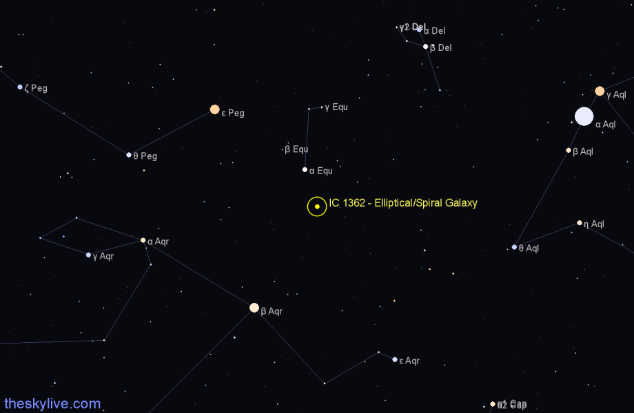 Finder chart IC 1362 - Elliptical/Spiral Galaxy in Aquarius star