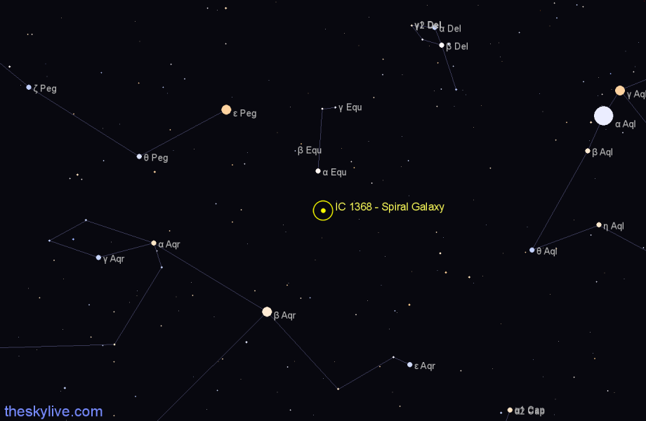 Finder chart IC 1368 - Spiral Galaxy in Aquarius star