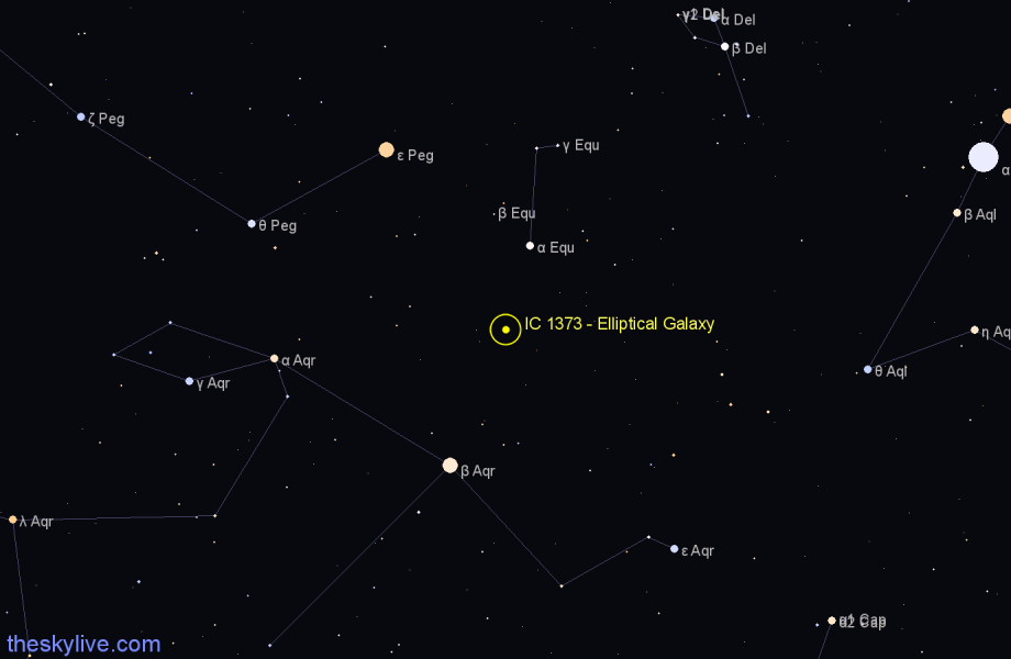 Finder chart IC 1373 - Elliptical Galaxy in Aquarius star