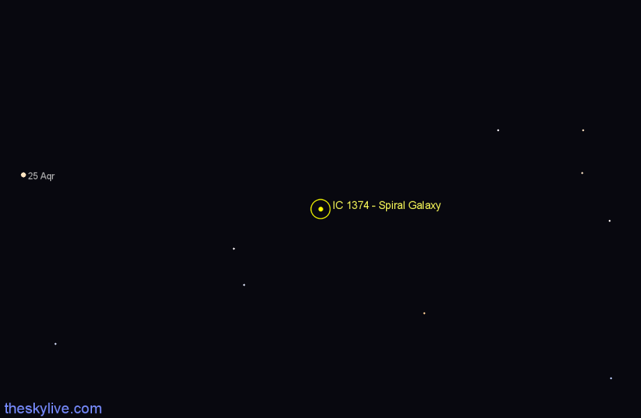 Finder chart IC 1374 - Spiral Galaxy in Aquarius star