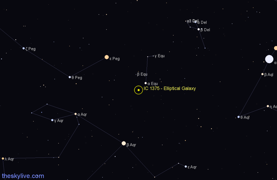 Finder chart IC 1375 - Elliptical Galaxy in Equuleus star