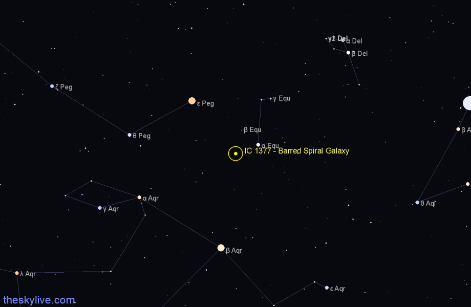 Finder chart IC 1377 - Barred Spiral Galaxy in Pegasus star