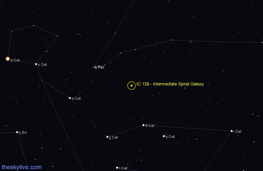 Finder chart IC 138 - Intermediate Spiral Galaxy in Cetus star